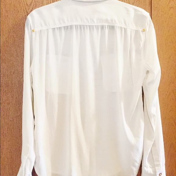 7 For All Mankind 100% Silk Cream Blouse - Picture 6 of 8